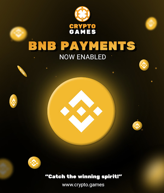 CryptoGames Casino Players Can Now Make Deposits and Withdrawals With BNB!